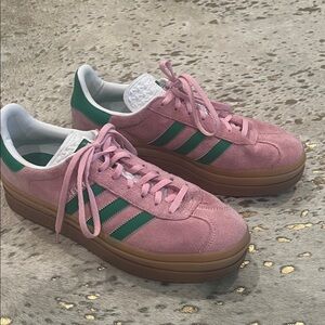 Adidas Women's Suede Pink and Green Sneakers
